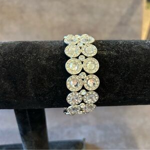 Silver Tone Rhinestone Stretch Bangle Bracelet